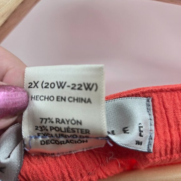 Kelly Renee Orange Sleeveless Embroidered Boho Blouse Size 2x 20-22w - Picture 8 of 10